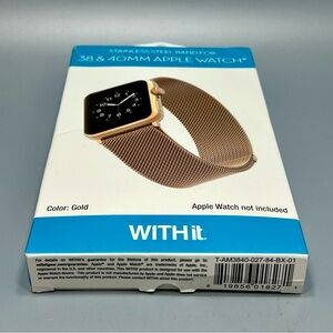 Withit Gold Tone Mesh Band For Apple Smartwatch 38-40MM